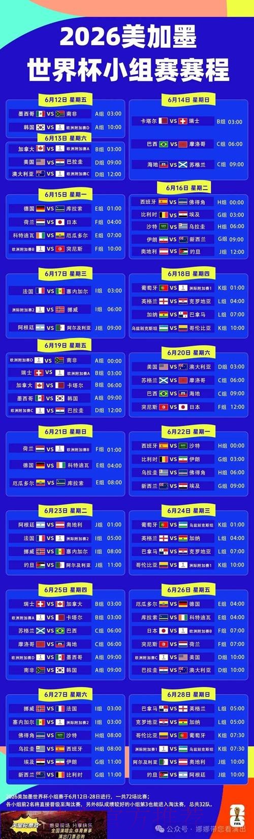 2026世界杯每日赛程中国时间实时赛程实时查看 2026世界杯每日赛程中国时间实时赛程实时查看